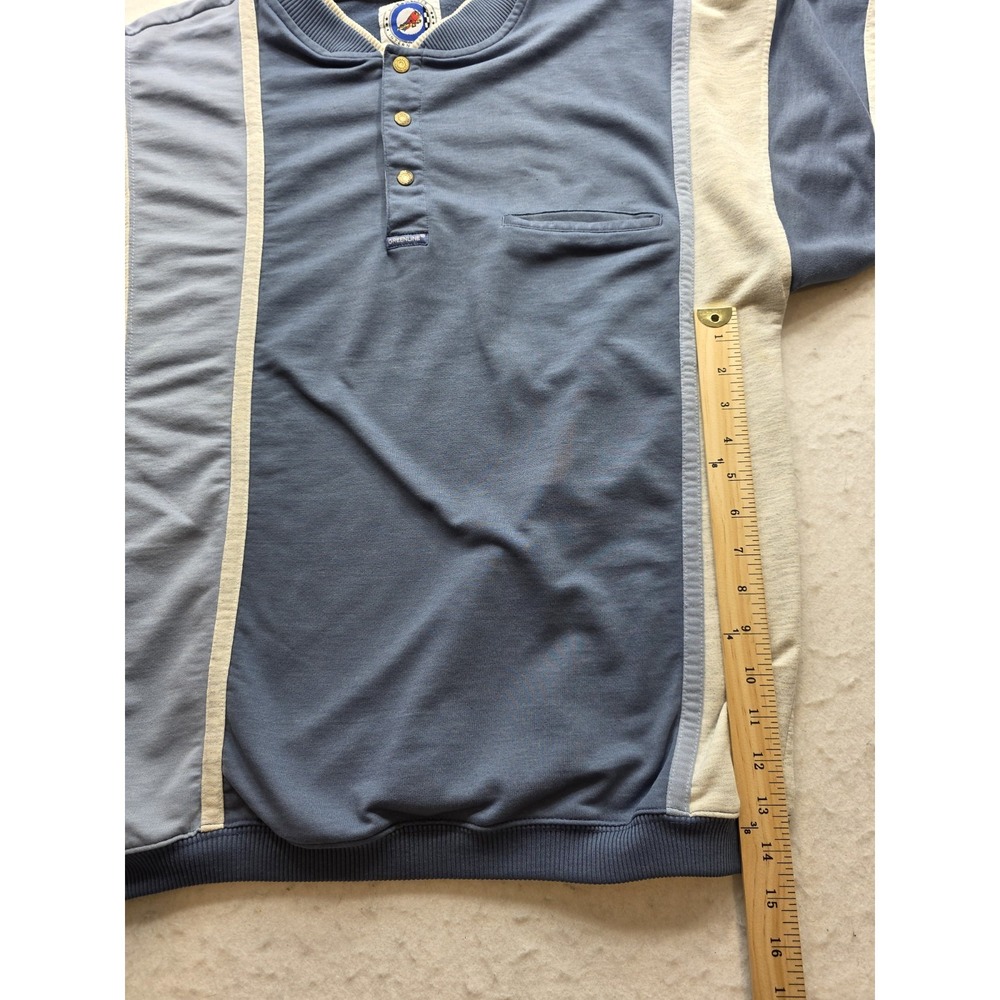 Greenline International Vintage Men's Blue & Gray 3 Button Golf Shirt. Size L - Picture 4 of 8